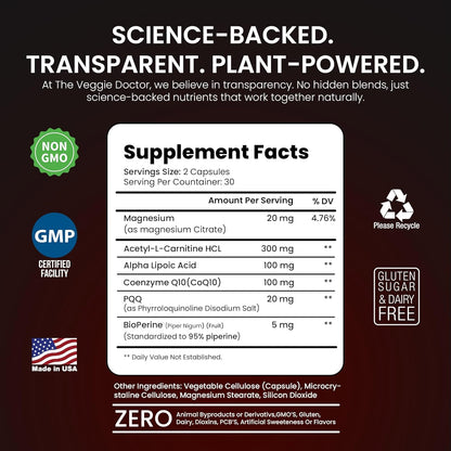 Vegan Mitochondrial Support | Daily Support (60 Capsules)