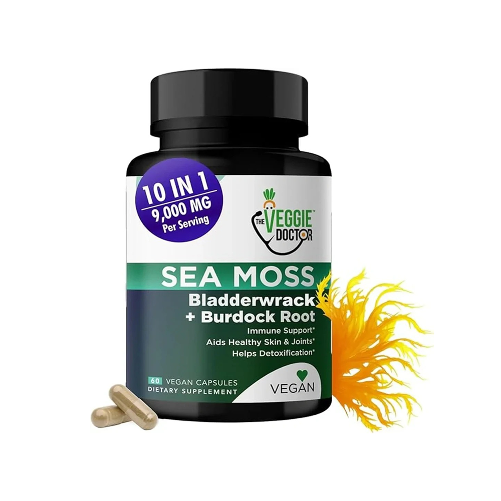 Sea Moss Capsules 9000mg with Black Seed Oil, Ashwagandha, Burdock Root &amp; Bladderwrack